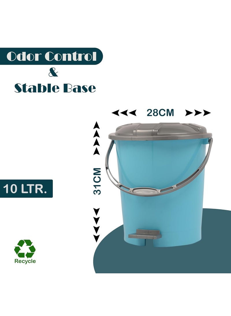 Urbane Home Urbane Home Pack of 3 Pedal Dustbin 10 Liter Dustbin for Bathroom Kitchen with Lid Garbage Bin with Handle Wet Dry Waste Bin Check Dhakan Trash Can Sky BluePink Black  - Image 3