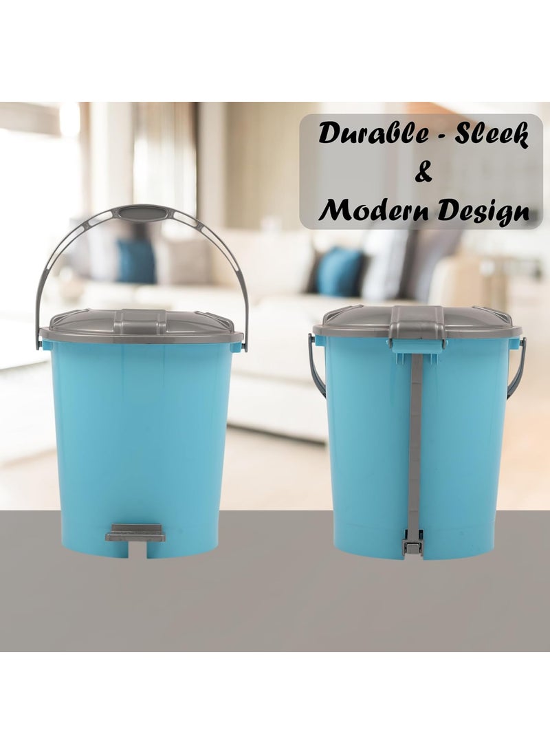 Urbane Home Urbane Home Pack of 3 Pedal Dustbin 10 Liter Dustbin for Bathroom Kitchen with Lid Garbage Bin with Handle Wet Dry Waste Bin Check Dhakan Trash Can Sky BluePink Black  - Image 5