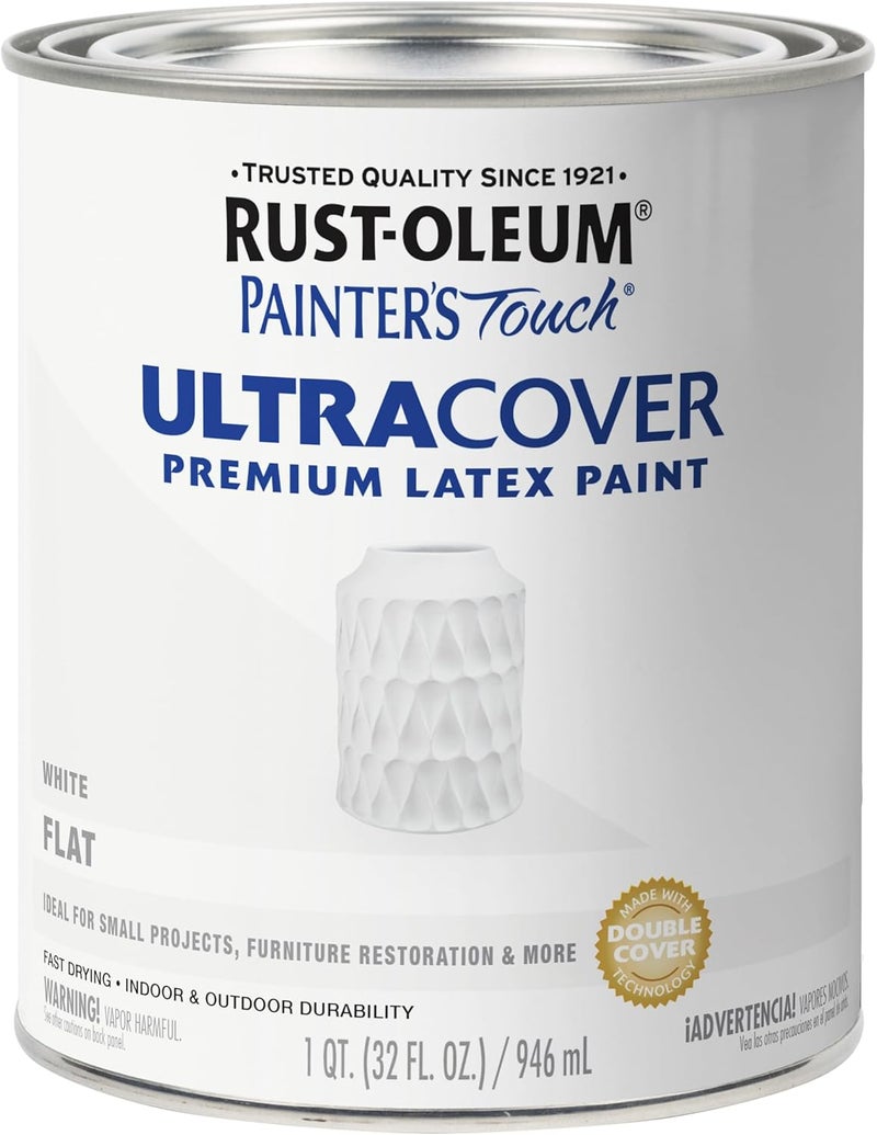 Rust-Oleum Painter's Touch Ultra Cover Premium Latex Paint, 1 Quart, Flat White - Image 1