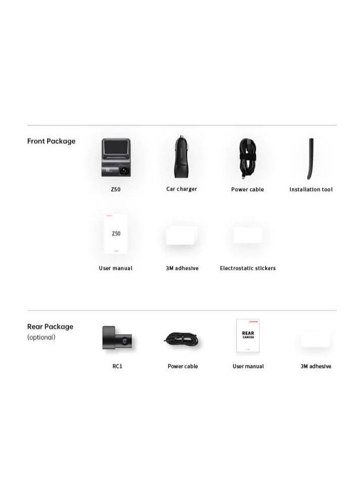 ddpai - DDPAI Z50 4K Dash Cam Front and Rear, Built-in GPS WiFi, 3680P Front, 1080P Rear Daul Dash Camera - Image 1