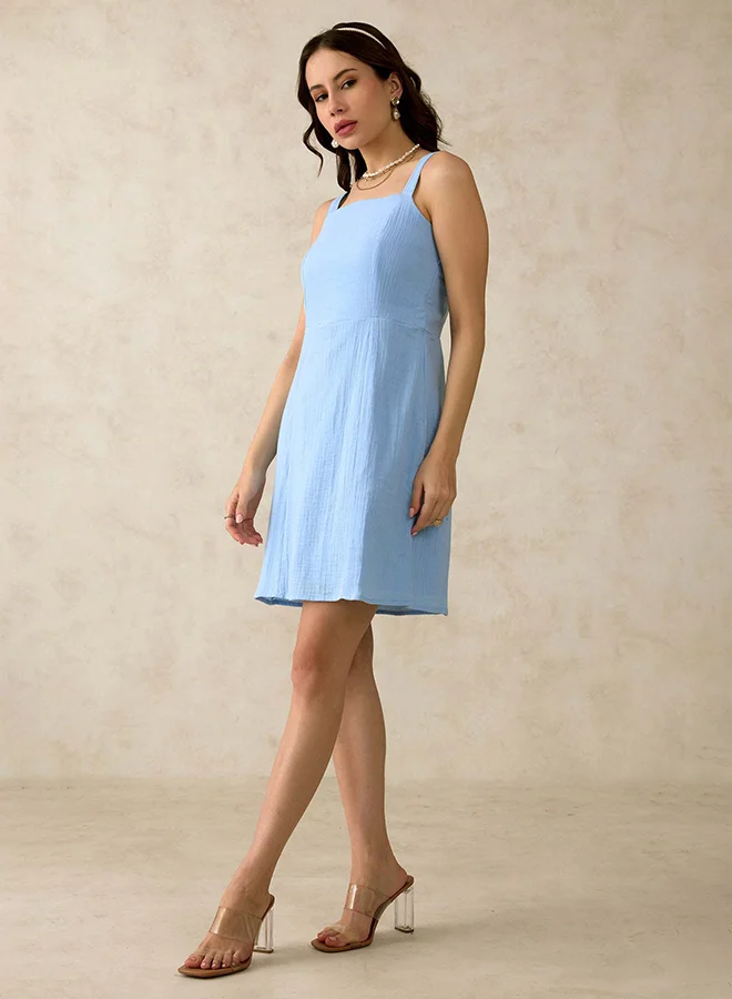 Virgio VIRGIO 100% Cotton Strappy Square Neck Mini Dress