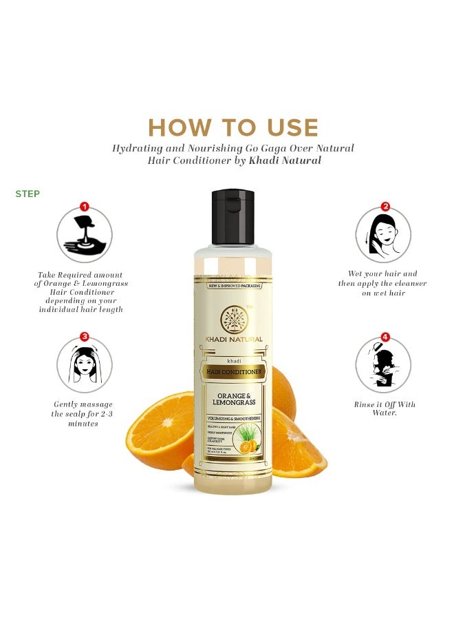 Khadi Natural Natural Orange & Lemongrass Herbal Hair Conditioner for Frizzy and Damaged Hair, All Types, 210 Millilitre - Image 3
