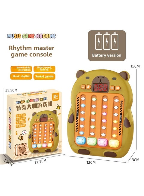 Children's Kapi Bala Rhythm Master Dance Game Machine Puzzle Break-through Handheld Dance Machine Fun Decompression Toy-Color:Kapibala Game Console [regular Battery Version] Color Box