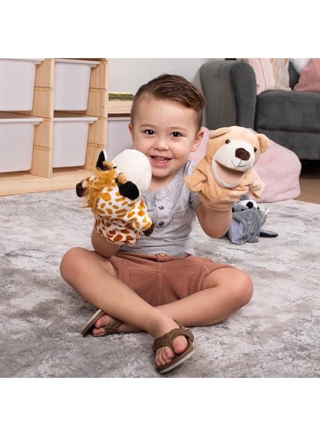 JOYIN 6Pcs Kids Hand Puppet Set with Working Mouth, Toddler Animal Plush Toy Includes Elephant, Giraffe, Lion, Bear, Raccoon and Monkey for Show Theater, Birthday Gifts - Image 3