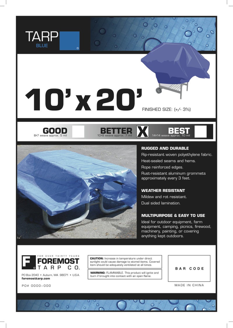 Dry Top Multi-Purpose Medium Duty Tarp, 10x20 Feet, Blue - Image 3