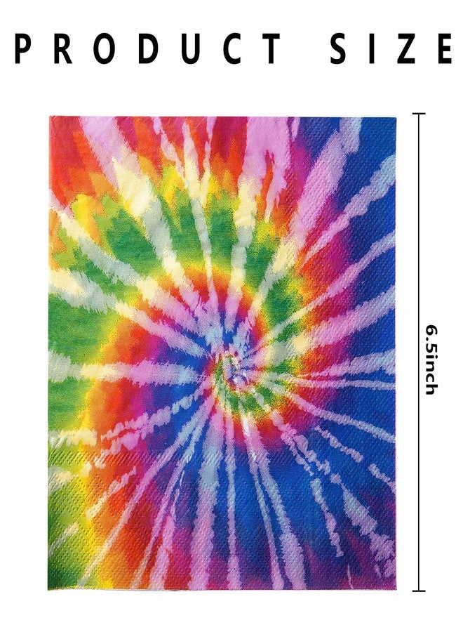 Wehhbtye 100PCS Tie Dye Napkins-Rainbow Beverage Paper Dinner Napkin,Hippie Two Groovy Cocktail Napkins for Dinner Luncheon Birthday Party Decor Supplies - Image 2