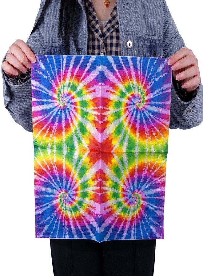 Wehhbtye 100PCS Tie Dye Napkins-Rainbow Beverage Paper Dinner Napkin,Hippie Two Groovy Cocktail Napkins for Dinner Luncheon Birthday Party Decor Supplies - Image 3