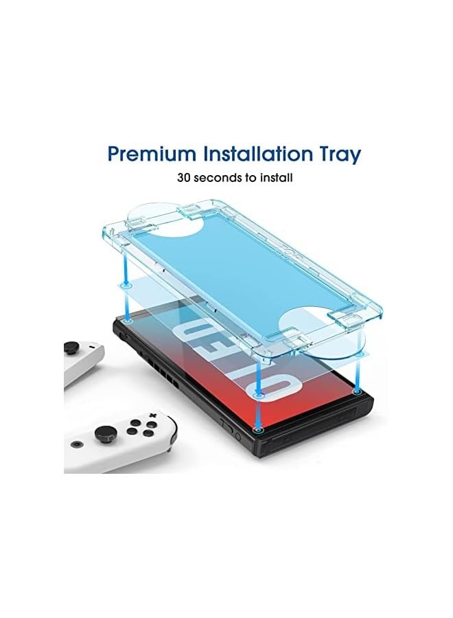 بروماس واقي شاشة زجاجي OneTouch مصمم لجهاز Nintendo Switch OLED موديل 2021 - مع مجموعة المحاذاة التلقائية، خالي من الفقاعات [عبوتان] - Image 1