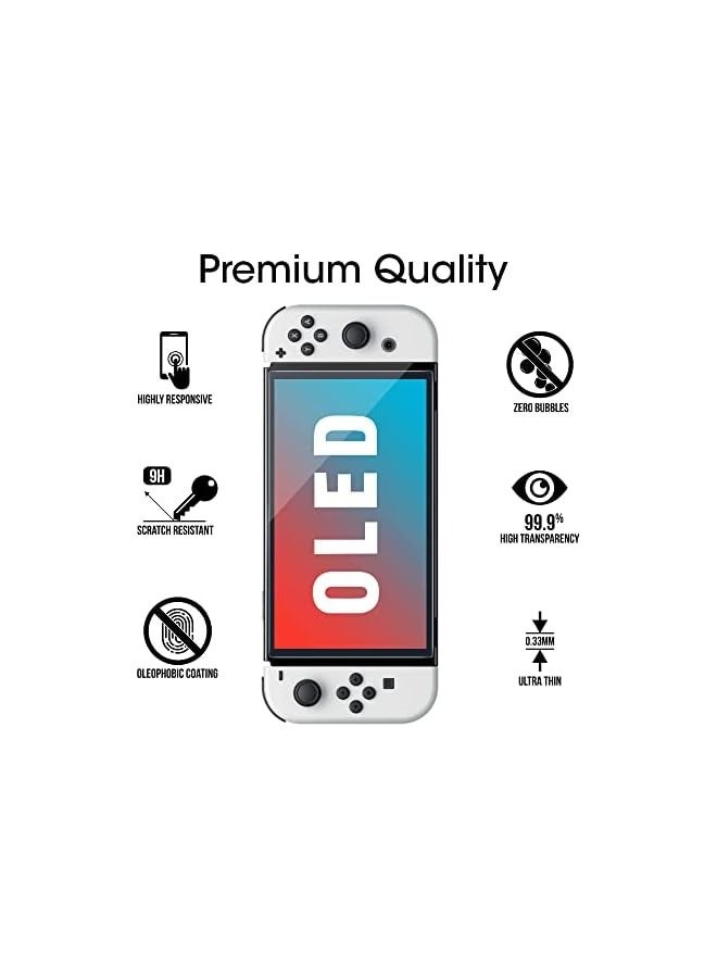 بروماس واقي شاشة زجاجي OneTouch مصمم لجهاز Nintendo Switch OLED موديل 2021 - مع مجموعة المحاذاة التلقائية، خالي من الفقاعات [عبوتان] - Image 2