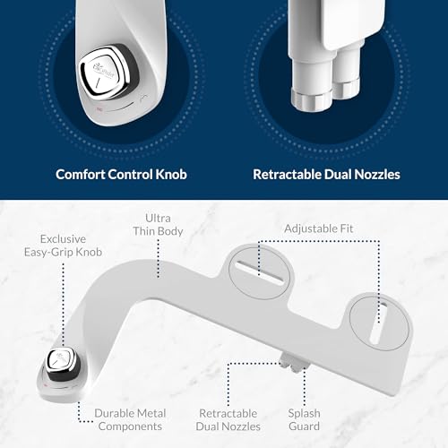 Mayfair Cassel Bidet Bundle, Slow-Close Never Loosen Toilet Seat with Perfect Fit, Fresh Water Spray, Non-Electric, Easy to Install Bidet, ELONGATED, White - Image 5