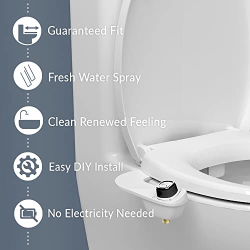Mayfair Cassel Bidet Bundle, Slow-Close Never Loosen Toilet Seat with Perfect Fit, Fresh Water Spray, Non-Electric, Easy to Install Bidet, ELONGATED, White - Image 2