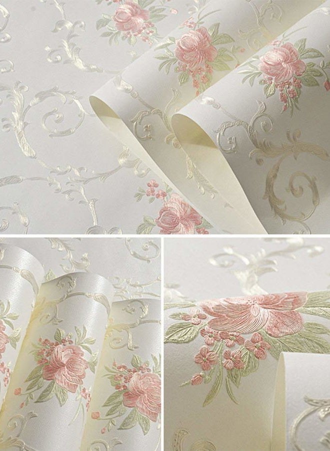 GLOW4U Non-Woven Decorative Flower Contact Paper Self Adhesive Luxury Embossed Floral Peel and Stick Wallpaper for Wall Living Room Bedroom Crafts Wall Decor 20.83 Inches by 9.8 Feet - Image 1
