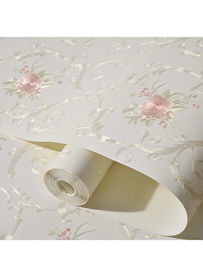 GLOW4U Non-Woven Decorative Flower Contact Paper Self Adhesive Luxury Embossed Floral Peel and Stick Wallpaper for Wall Living Room Bedroom Crafts Wall Decor 20.83 Inches by 9.8 Feet - Image 2