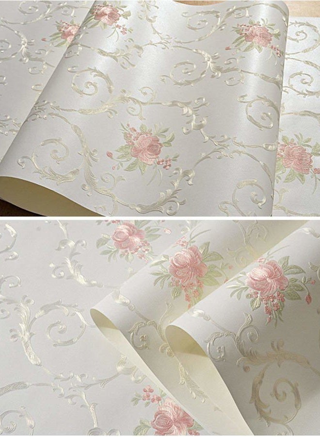 GLOW4U Non-Woven Decorative Flower Contact Paper Self Adhesive Luxury Embossed Floral Peel and Stick Wallpaper for Wall Living Room Bedroom Crafts Wall Decor 20.83 Inches by 9.8 Feet - Image 3