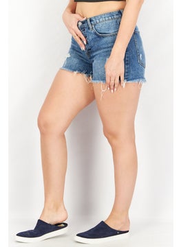 7 FOR ALL MANKIND Women Rip Denim Shorts, Blue  - Image 4