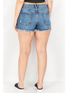7 FOR ALL MANKIND Women Rip Denim Shorts, Blue  - Image 2