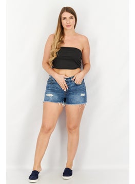 7 FOR ALL MANKIND Women Rip Denim Shorts, Blue  - Image 3