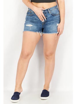 7 FOR ALL MANKIND Women Rip Denim Shorts, Blue  - Image 1