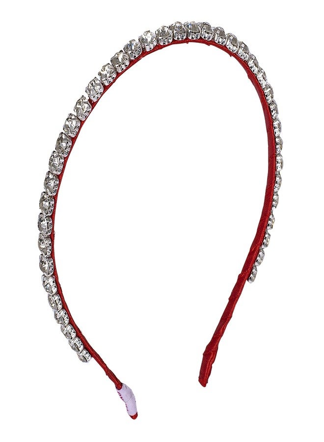 Choko Handmade Bead work Hairband Maroon and Off white -CHK052B - Image 1