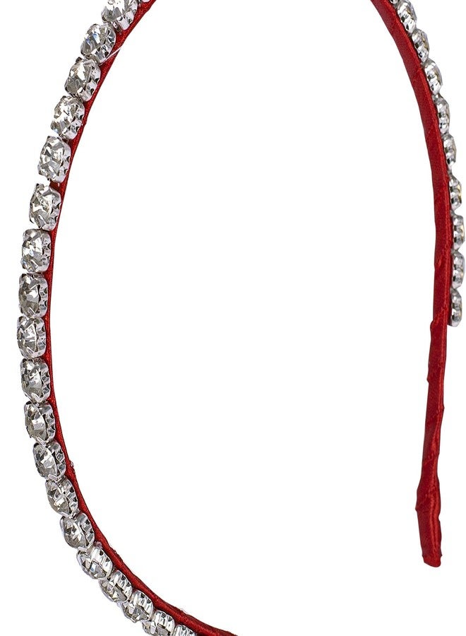 Choko Handmade Bead work Hairband Maroon and Off white -CHK052B - Image 3