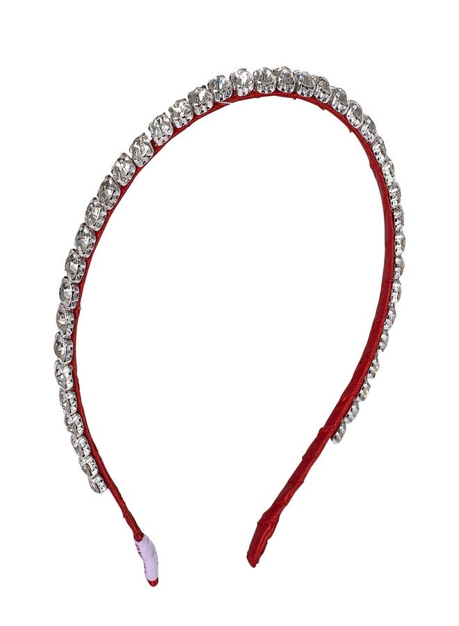 Choko Handmade Bead work Hairband Maroon and Off white -CHK052B - Image 4