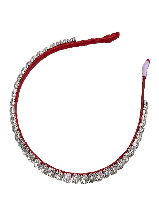 Choko Handmade Bead work Hairband Maroon and Off white -CHK052B - Image 5