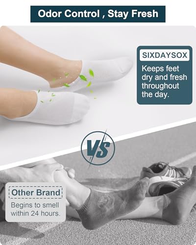 SIXDAYSOX Low Cut Socks Men 8 Pairs White No See Socks Cotton Anti Slip Casual Socks for Loafer Flats Sneakers Socks Size 9-11 - Image 3