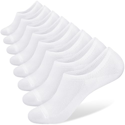 SIXDAYSOX Low Cut Socks Men 8 Pairs White No See Socks Cotton Anti Slip Casual Socks for Loafer Flats Sneakers Socks Size 9-11 - Image 1