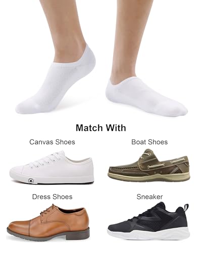 SIXDAYSOX Low Cut Socks Men 8 Pairs White No See Socks Cotton Anti Slip Casual Socks for Loafer Flats Sneakers Socks Size 9-11 - Image 4