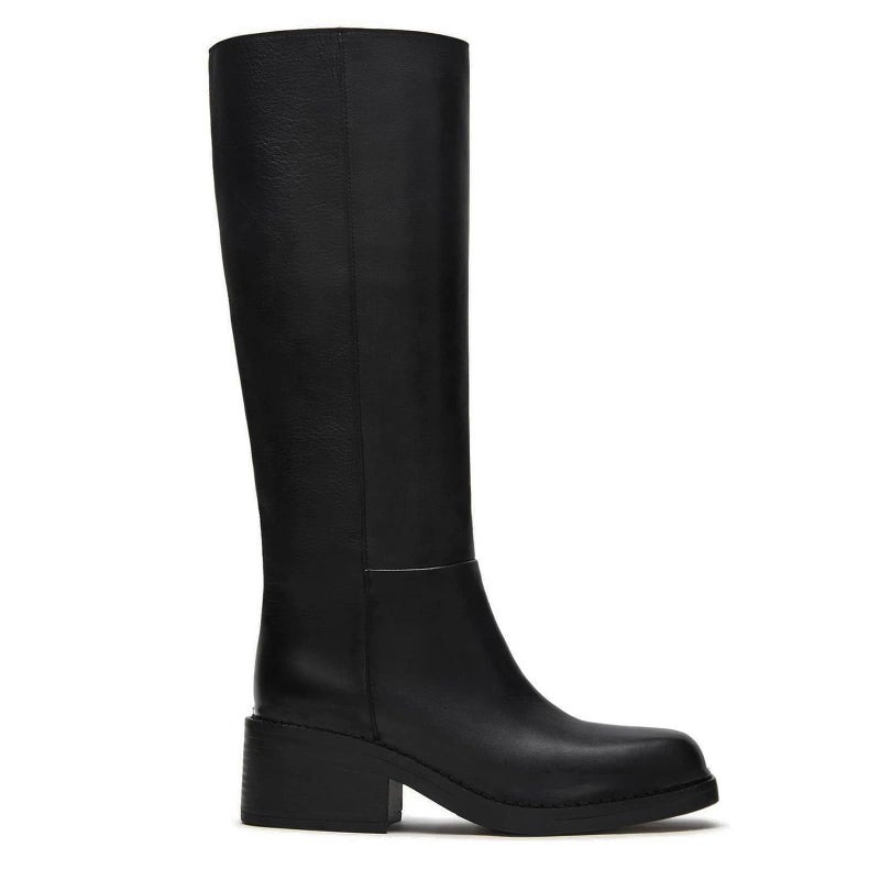 MICIFA Women's Knee High Boots Round Toe Chunky Block Heel Long Campus Boots for Women Comfortable Low Heel Shoes Black - Image 1