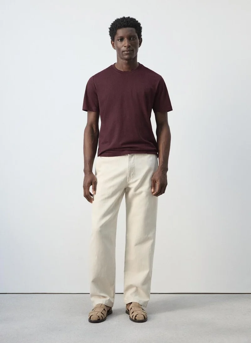 Mango Man  100% cotton slim-fit t-shirt for Men | Best Price UAE