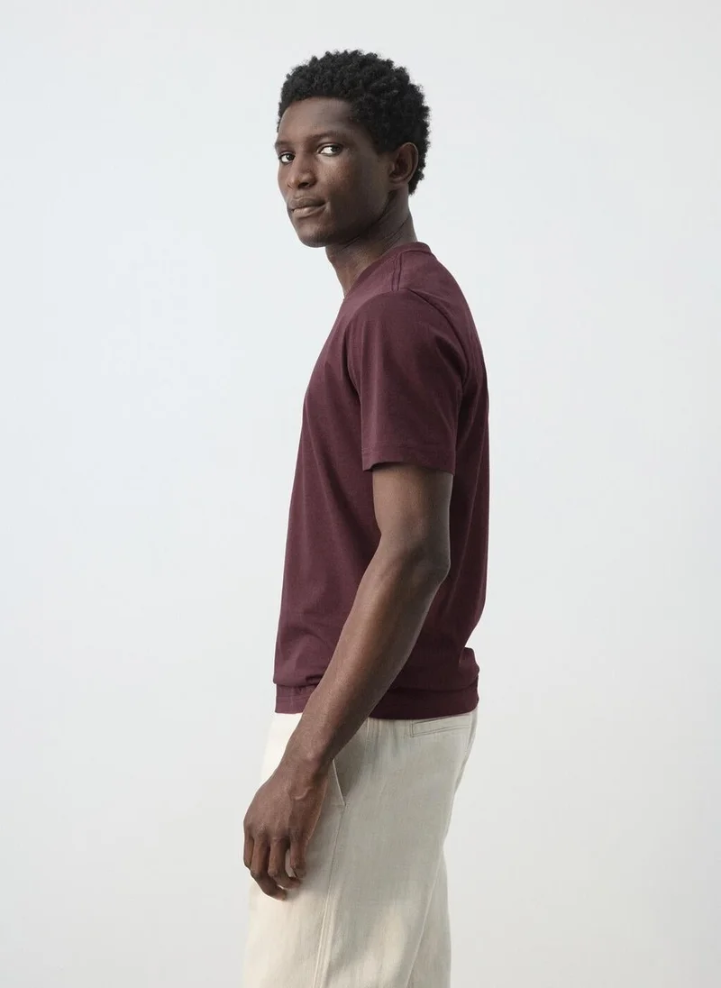Mango Man  100% cotton slim-fit t-shirt for Men | Best Price UAE