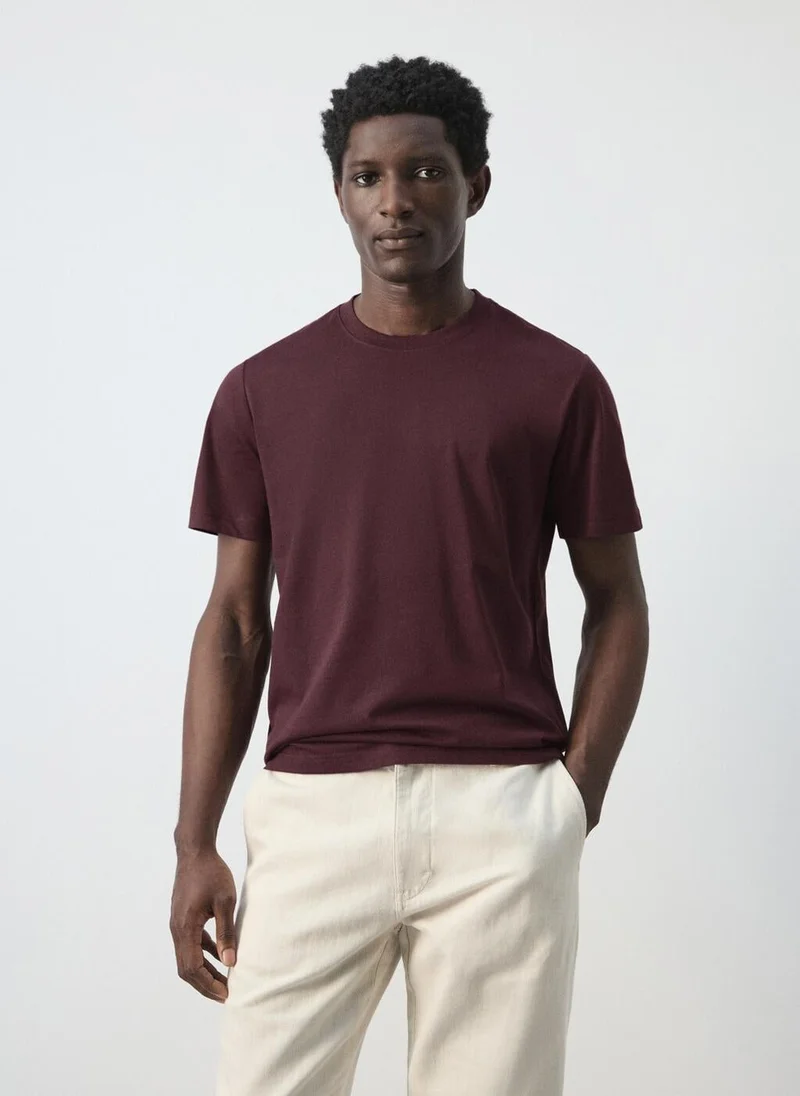 Mango Man  100% cotton slim-fit t-shirt for Men | Best Price UAE