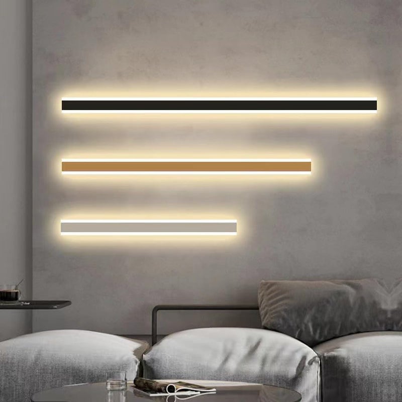تركيبة إضاءة شمعدان جدار LED - مصباح جدار شريطي مستطيل عصري بسيط قابل للتعتيم لغرفة النوم، غرفة المعيشة، الحمام، المطبخ - أسود - طول 60 سم - Image 5