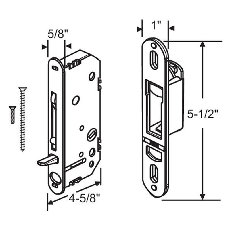 N8LokNLok Gliding Patio Door Mortise Lock & Keeper Kit Compatible with Andersen 2-Panel OEM Part #2562123, Replaces #2573558, #2573562, #2565507 & #2565509, 2-9/16" Hole Centers, Non-Handed - Image 2