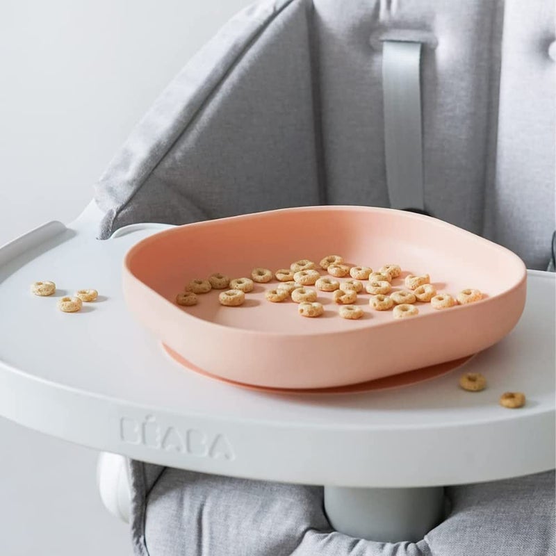 Baba Beaba Baby Silicone Suction Plate - Self Feeding for Toddler - Non Toxic and BPA Free - Durable with Non-Slip Suction Base (Light Pink) - Image 3