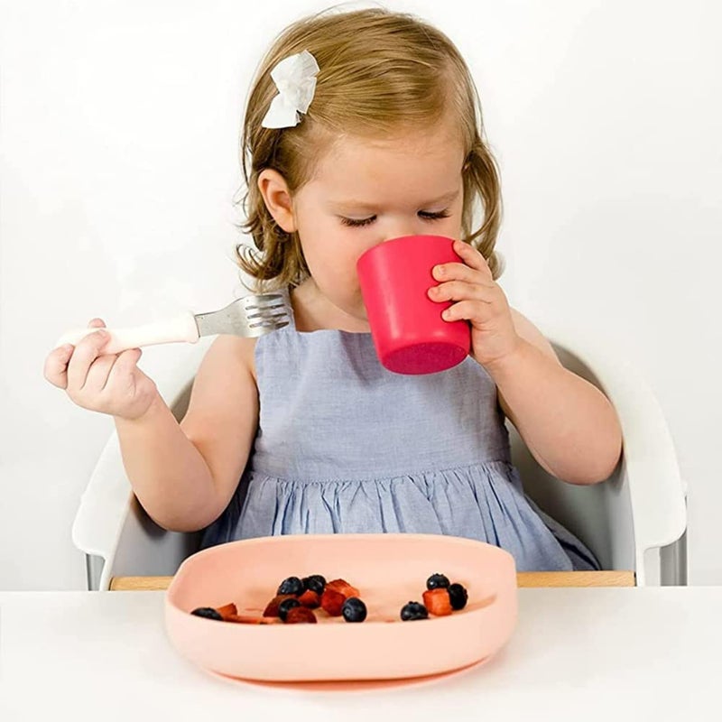 Baba Beaba Baby Silicone Suction Plate - Self Feeding for Toddler - Non Toxic and BPA Free - Durable with Non-Slip Suction Base (Light Pink) - Image 4