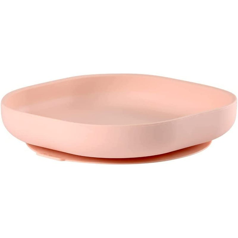 Baba Beaba Baby Silicone Suction Plate - Self Feeding for Toddler - Non Toxic and BPA Free - Durable with Non-Slip Suction Base (Light Pink) - Image 1