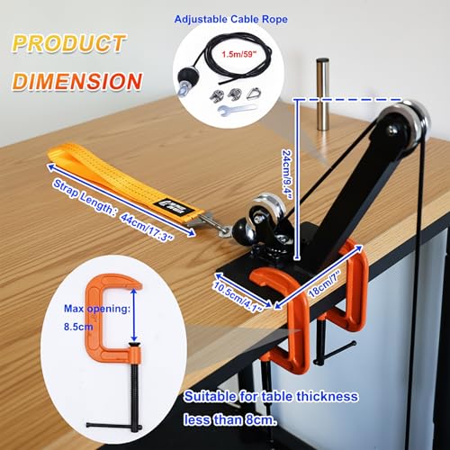 Lights Mountain Arm Wrestling Pulley Training System Kit for Table - Professional Forearm & Wrist Strengthener with Aluminum Rotating Pulleys, Adj. 1.5m Cable, Loading Pin, Training Strap for Home Gym - Image 2
