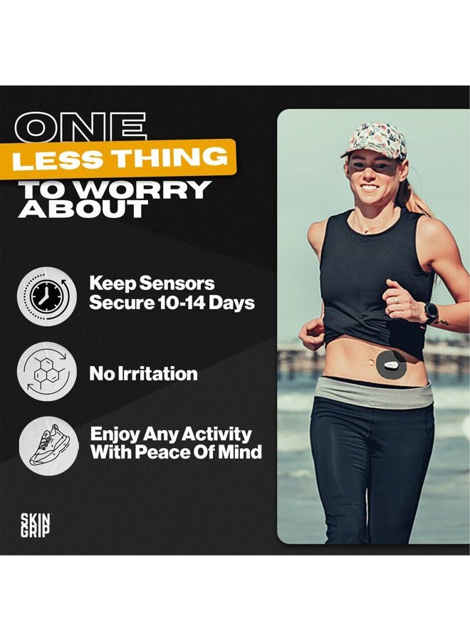 SKIN GRIP Adhesive Patches for Dexcom G6 CGM – Waterproof & Sweatproof Adhesive for 10-14 Days, Pre-Cut Adhesive Medical Tape, Continuous Glucose Monitor Sensor Cover – 20 Pack, Black - Image 3