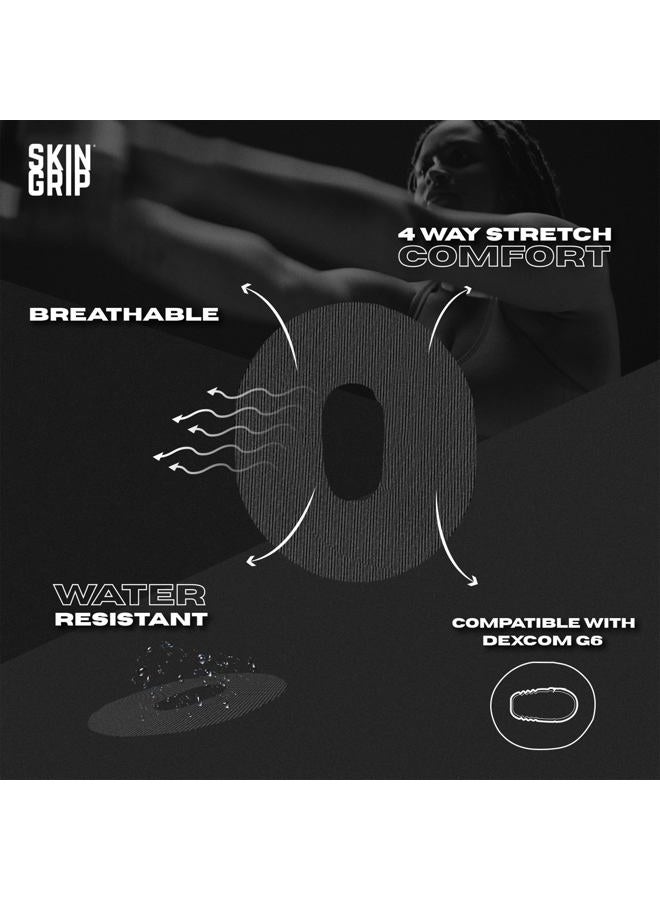 SKIN GRIP Adhesive Patches for Dexcom G6 CGM – Waterproof & Sweatproof Adhesive for 10-14 Days, Pre-Cut Adhesive Medical Tape, Continuous Glucose Monitor Sensor Cover – 20 Pack, Black - Image 2