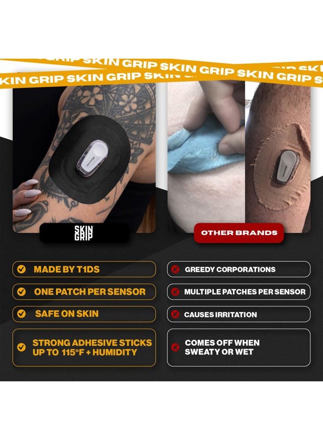 SKIN GRIP Adhesive Patches for Dexcom G6 CGM – Waterproof & Sweatproof Adhesive for 10-14 Days, Pre-Cut Adhesive Medical Tape, Continuous Glucose Monitor Sensor Cover – 20 Pack, Black - Image 5