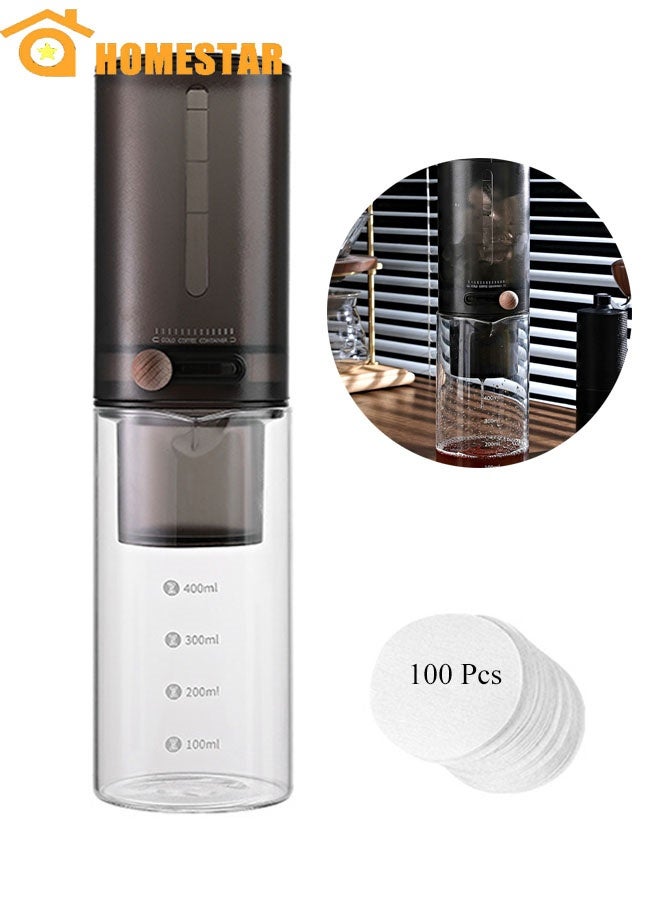 Ice Drip Coffee Maker, 450 ml Portable Cold Brew Coffee Smooth Dripper, Slow Cold Drip Iced Coffee Concentrate Brewer with Adjustable Water Flow - Image 1