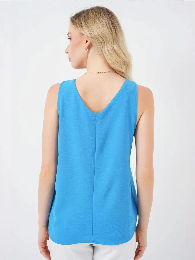 BIG DART BDART Textured V-Neck Sleeveless Blouse