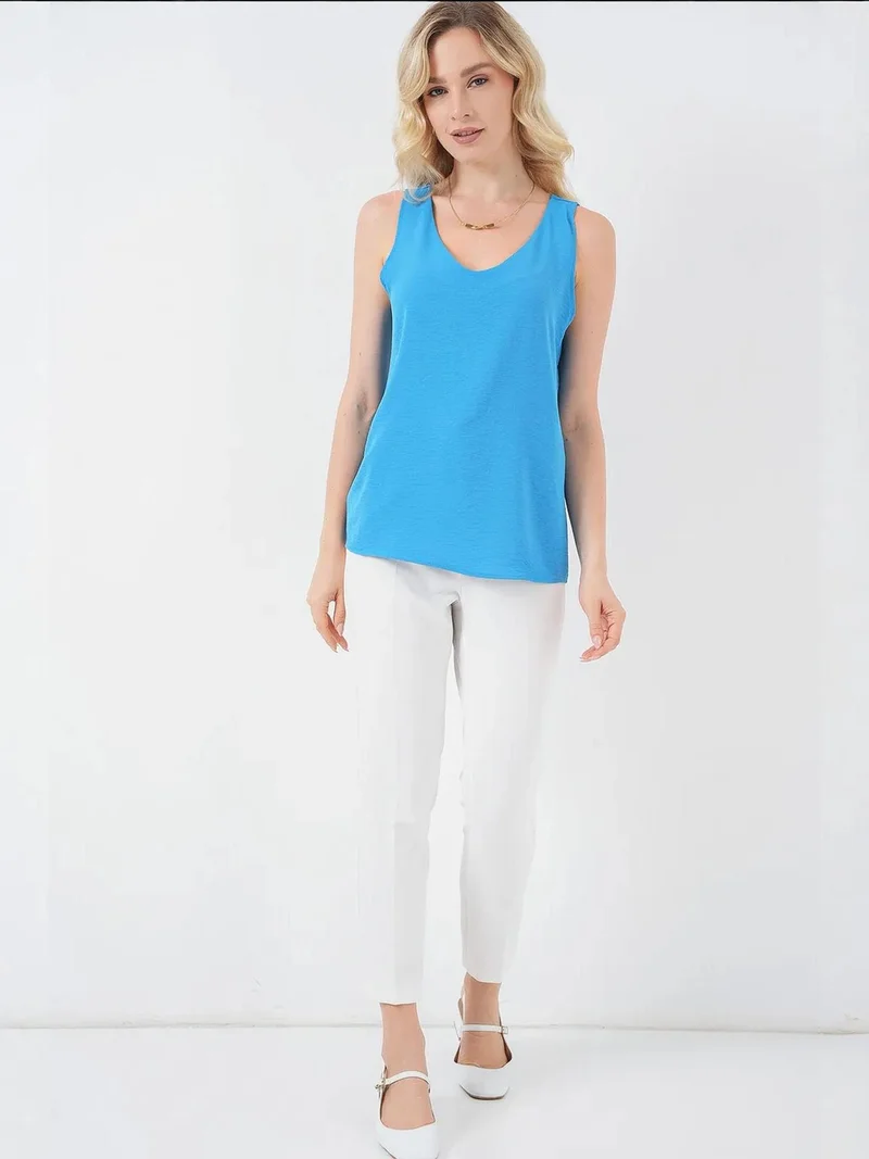 BIG DART BDART Textured V-Neck Sleeveless Blouse