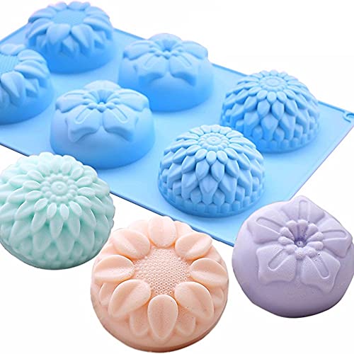BAREPEPE Silicone Flower Shape Mould Handmade Soap Making Mold 6-Cavity Tray - Pack Of 1, Multicolored, 10 x 10 x 10 Centimeters - Image 1