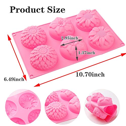 BAREPEPE Silicone Flower Shape Mould Handmade Soap Making Mold 6-Cavity Tray - Pack Of 1, Multicolored, 10 x 10 x 10 Centimeters - Image 2