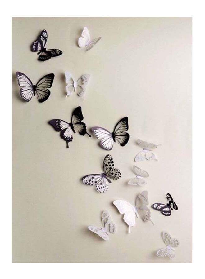 NIBEMINENT 13-Piece Glowing 3D Butterfly Wall Sticker Set Black/White - Image 1