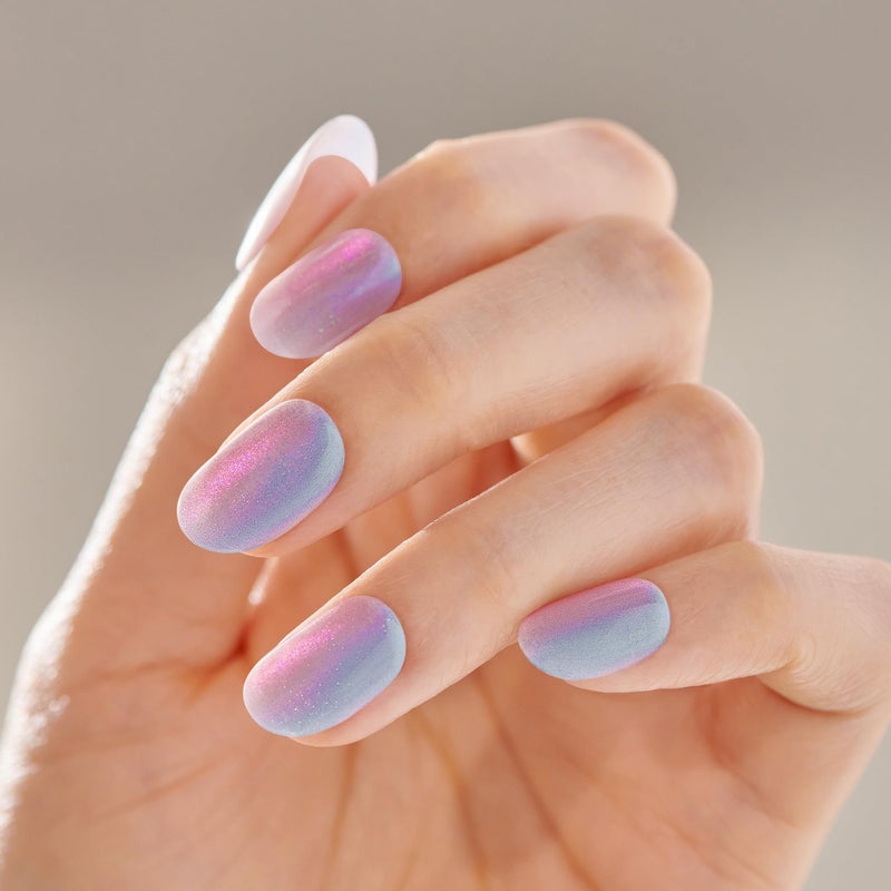 Impress KISS imPRESS No Glue Mani Press On Nails, ColorFX, 'Fly Up', Silver, Short Size, Oval Shape, Includes 30 Nails, Prep Pad, Instructions Sheet, 1 Manicure Stick, 1 Mini File - Image 2