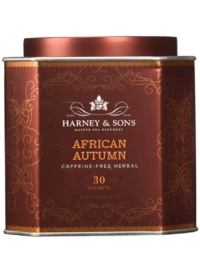 HARNEY & SONS African Autumn Herbal Tea (Caffeine Free) 30 Sachets Of Rooibos Tea With Hibiscus Cranberry And Orange - Image 1